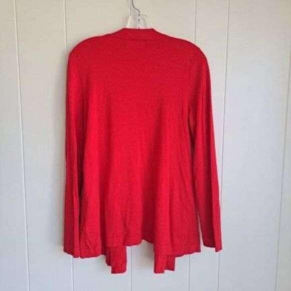 Joan Vass Women's Toggle Clasp Long Sleeve Collarless Red Cardigan Size Large - Picture 3 of 8